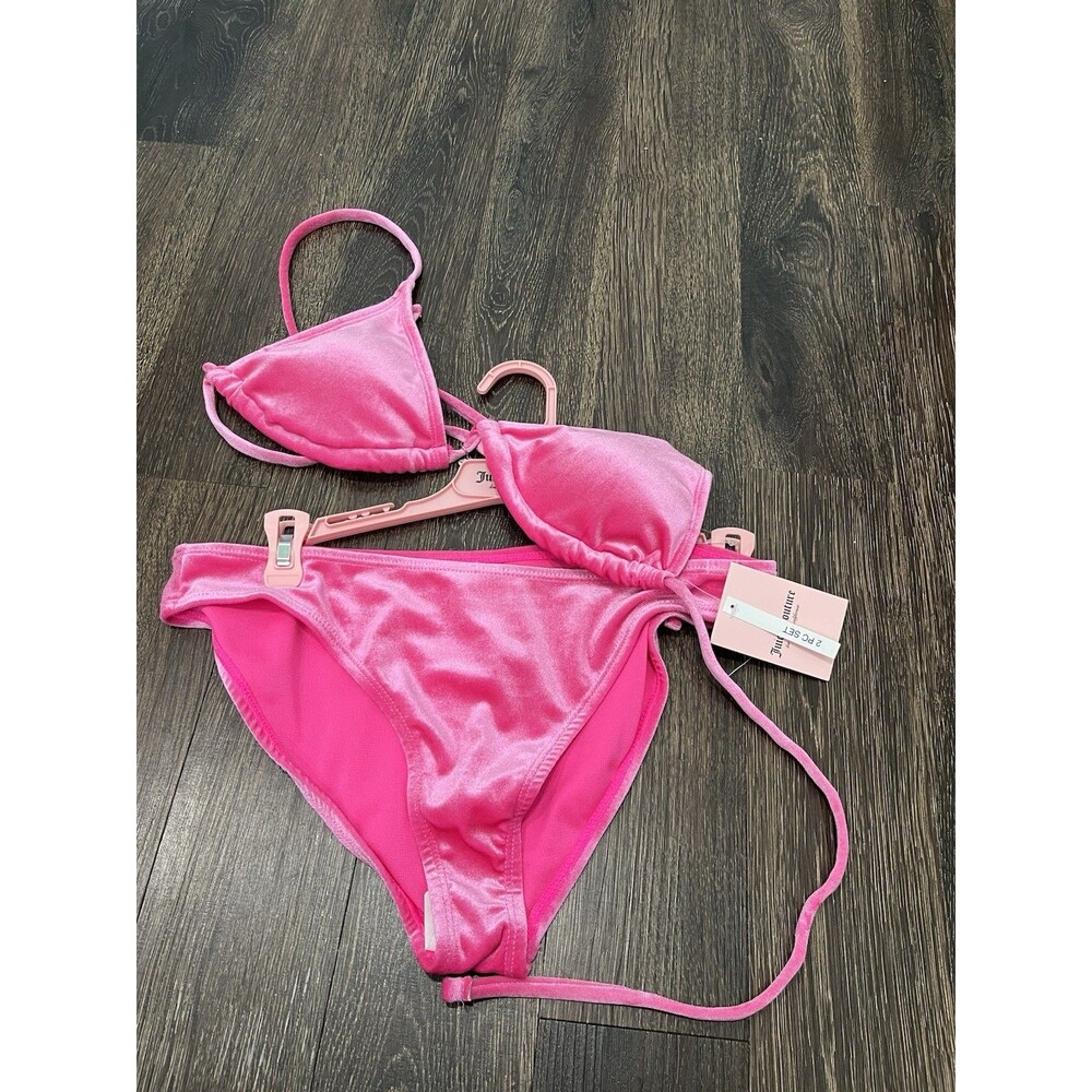 Juicy Couture Women's Pink Velour Bikini Set Size Medium NWT